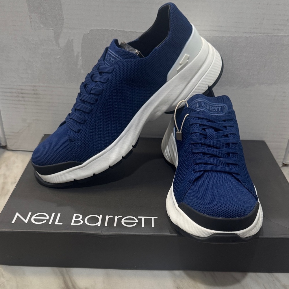 Neil Barrett Men's Navy and White Sneakers size 11